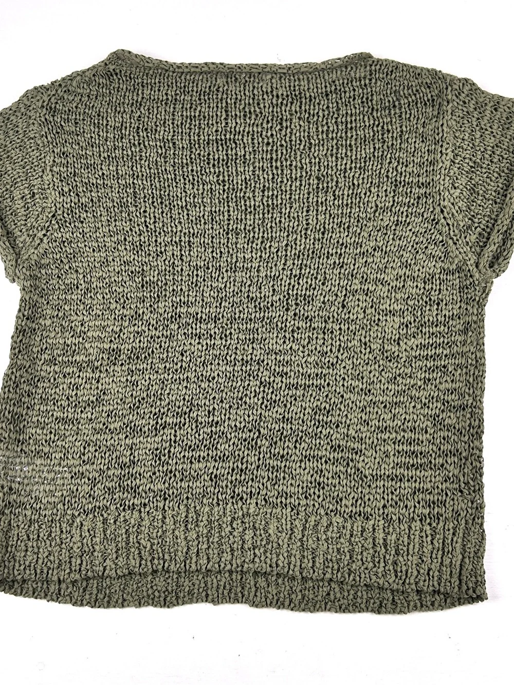 J. Crew Olive Green Short-Sleeve Knit Sweater